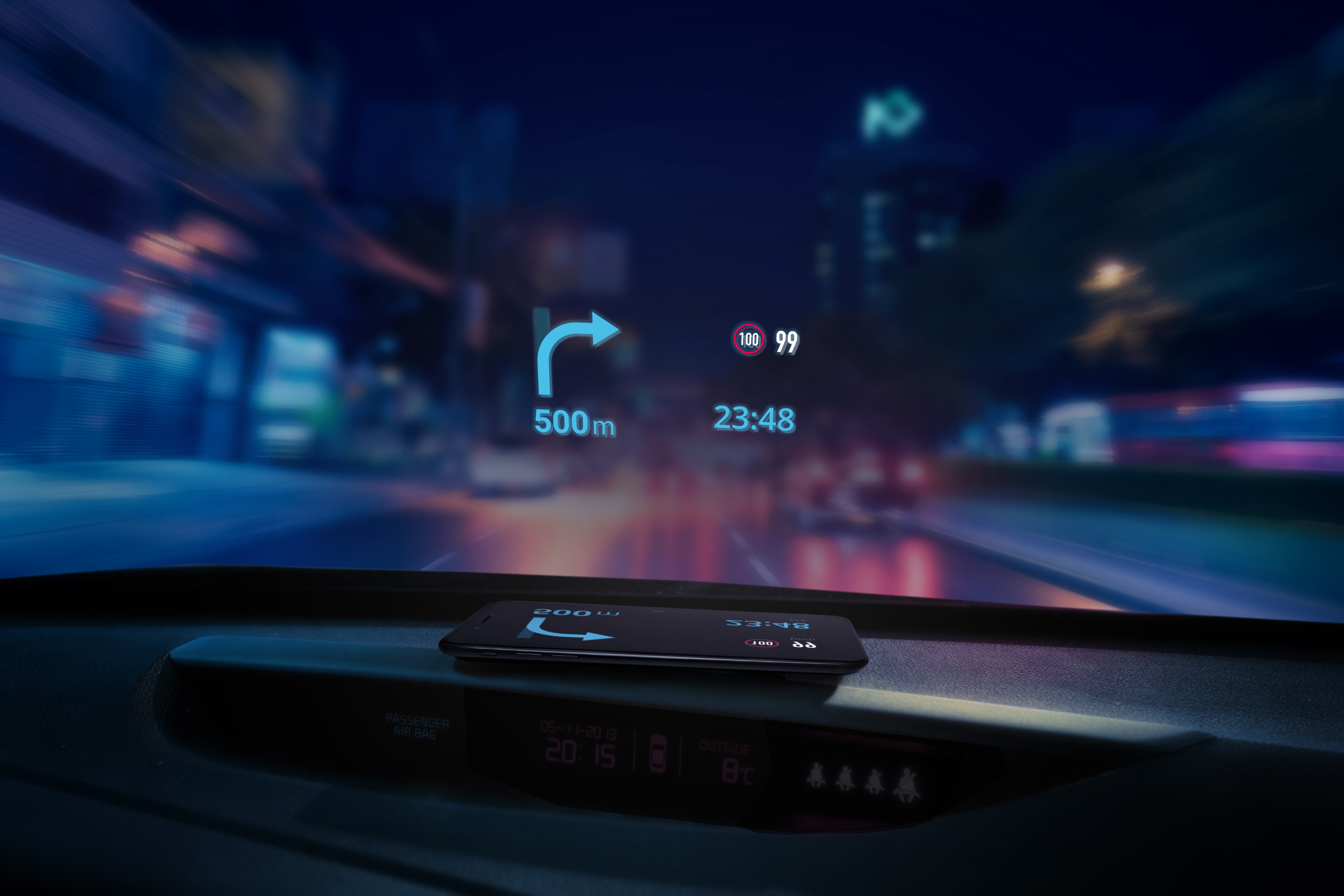 Affichage tête haute HD pour voiture intelligente, écran de pare