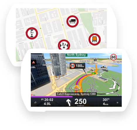 Fonctionnalités de la navigation GPS Poids Lourds